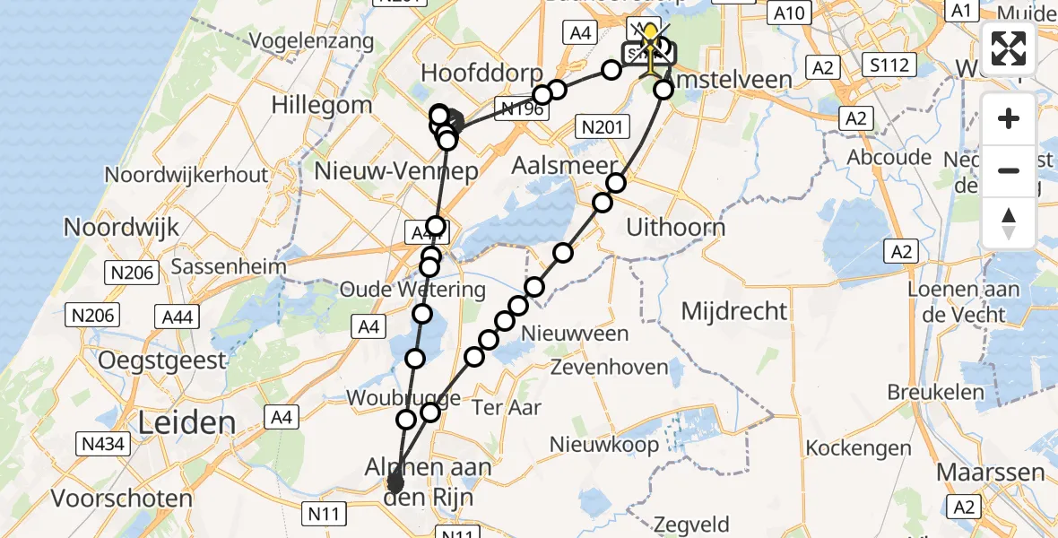 Routekaart van de vlucht: Politieheli naar Schiphol, Thermiekstraat