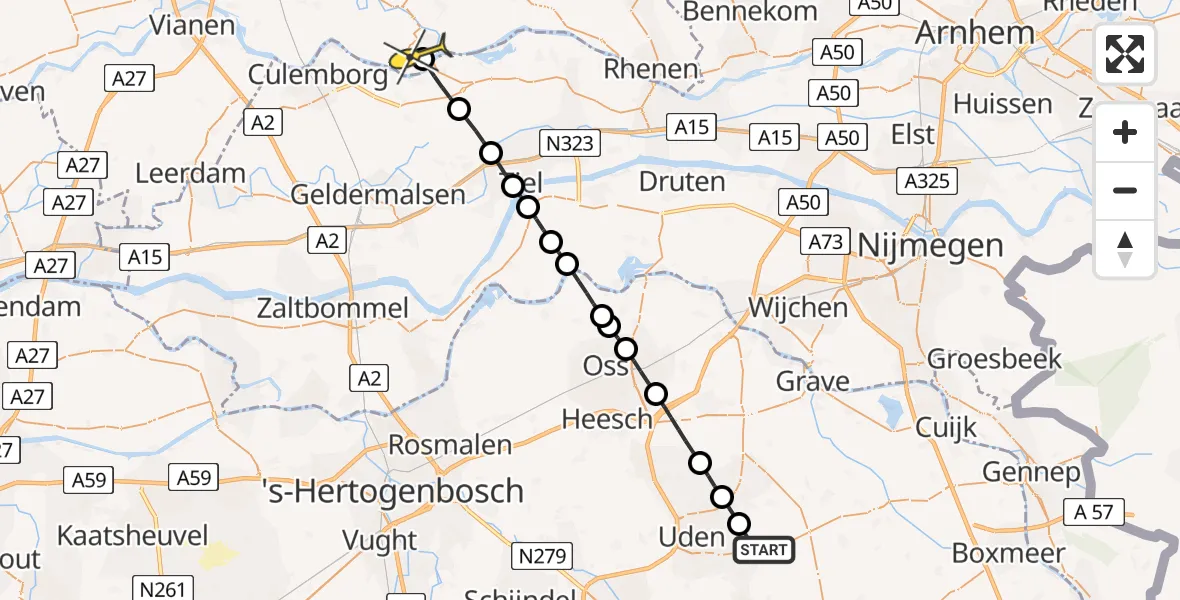Routekaart van de vlucht: Lifeliner 3 naar Wijk bij Duurstede, Kempenaar