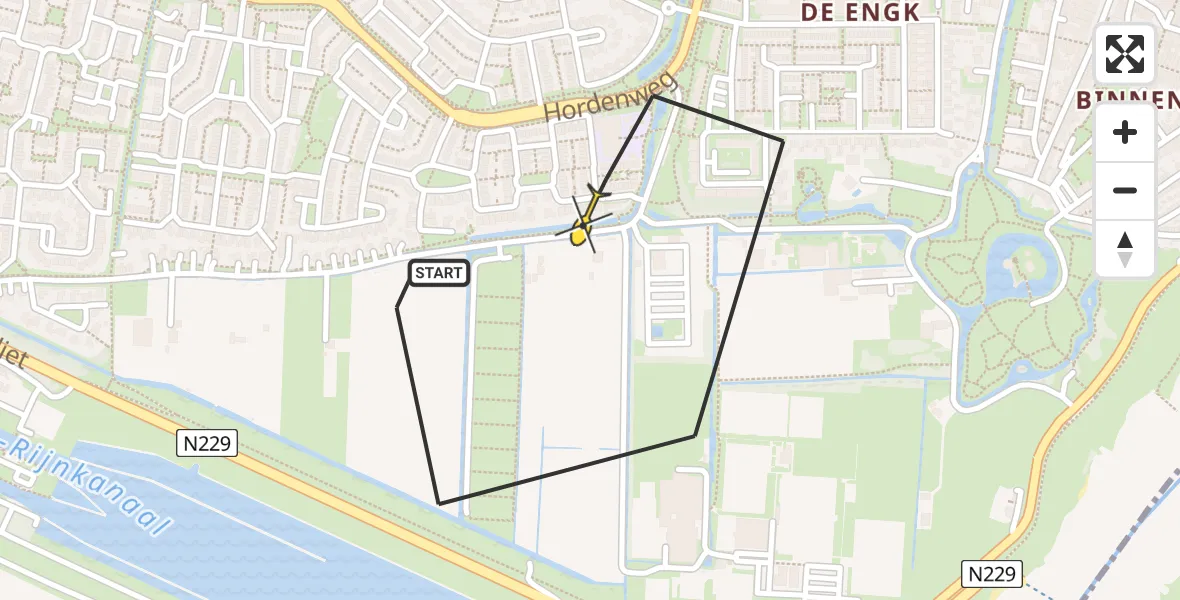 Routekaart van de vlucht: Lifeliner 3 naar Wijk bij Duurstede, Schoener