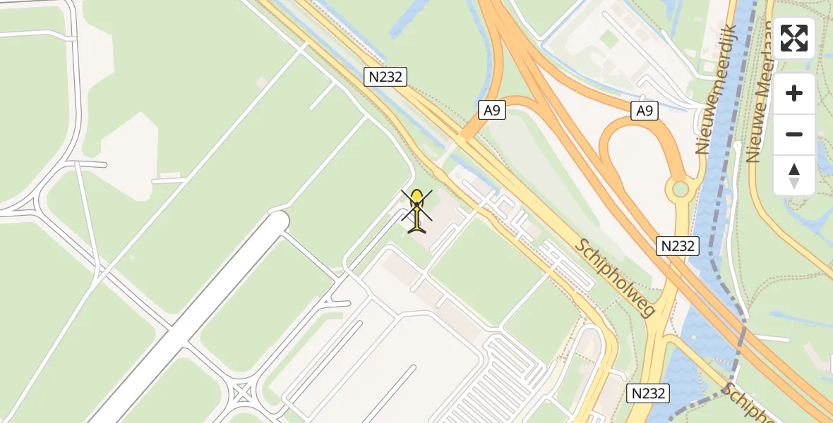 Routekaart van de vlucht: Politieheli naar Schiphol