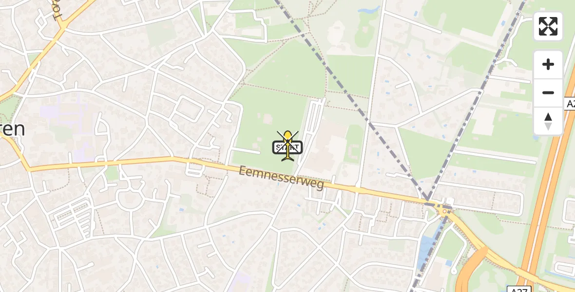 Routekaart van de vlucht: Lifeliner 1 naar Laren, Schapendrift