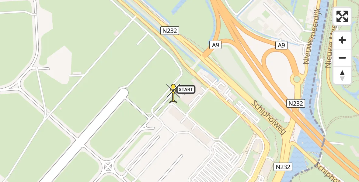 Routekaart van de vlucht: Politiehelikopter naar Schiphol