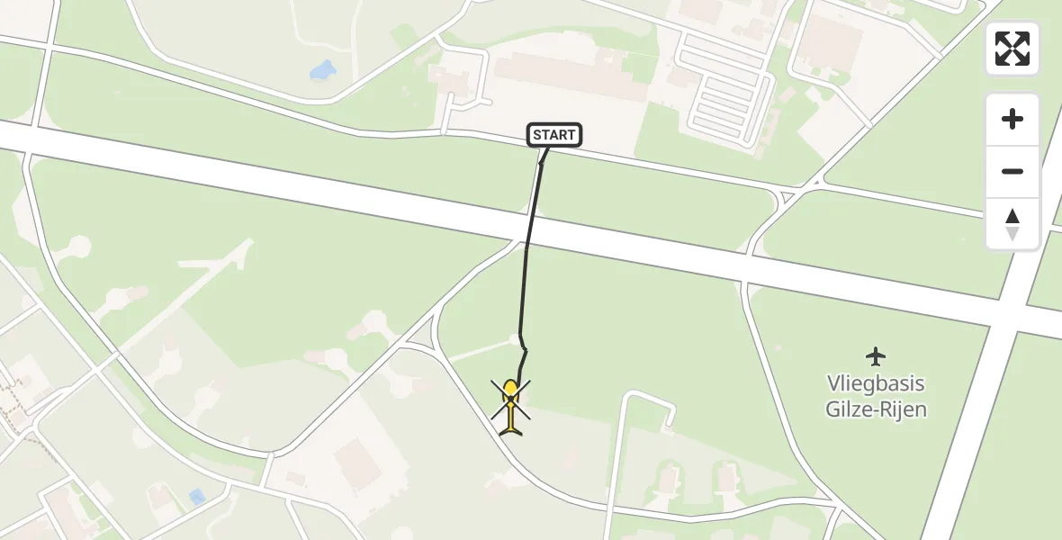 Routekaart van de vlucht: Politiehelikopter naar Vliegbasis Gilze Rijen, Vliegbasis Gilze Rijen