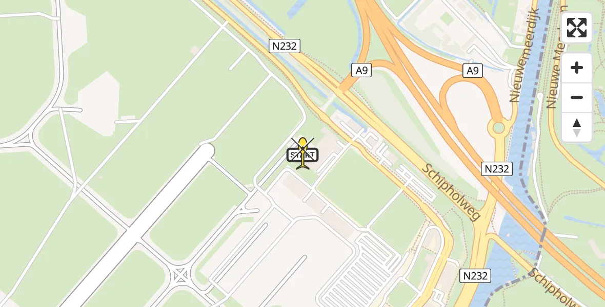 Routekaart van de vlucht: Politiehelikopter naar Amsterdam Vliegveld Schiphol, Amsterdam Vliegveld Schiphol