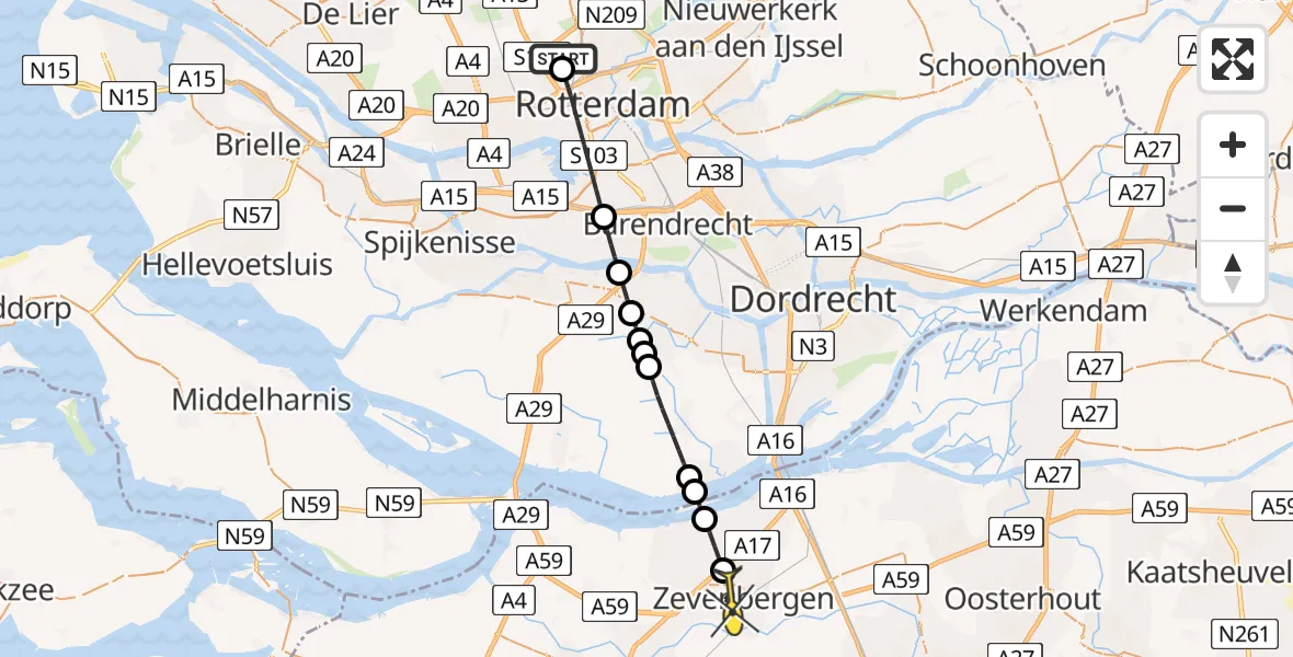 Routekaart van de vlucht: Lifeliner 2 naar Zevenbergen, Suikerpad