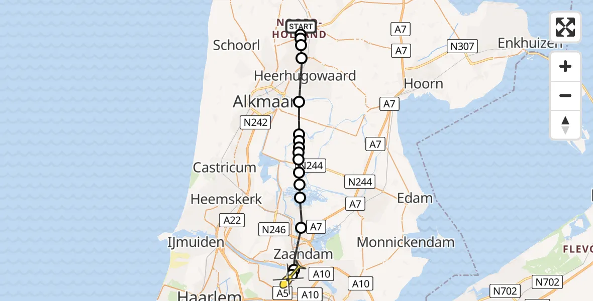 Routekaart van de vlucht: Lifeliner 1 naar Amsterdam Heliport, Amsterdam Heliport