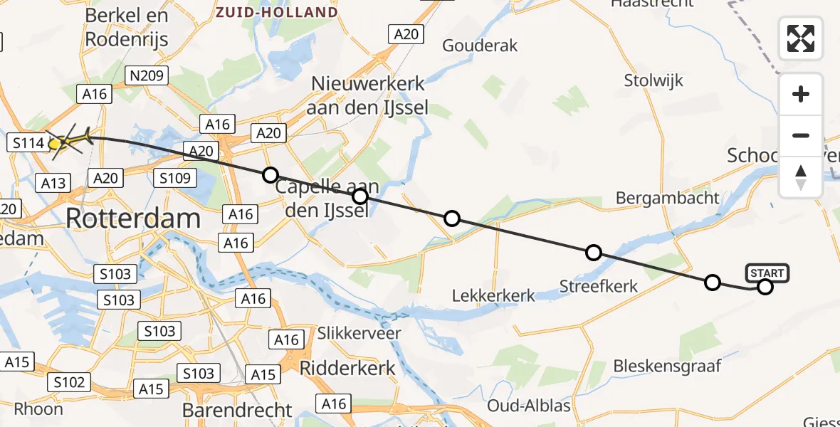 Routekaart van de vlucht: Lifeliner 2 naar Rotterdam The Hague Airport, Rotterdam The Hague Airport