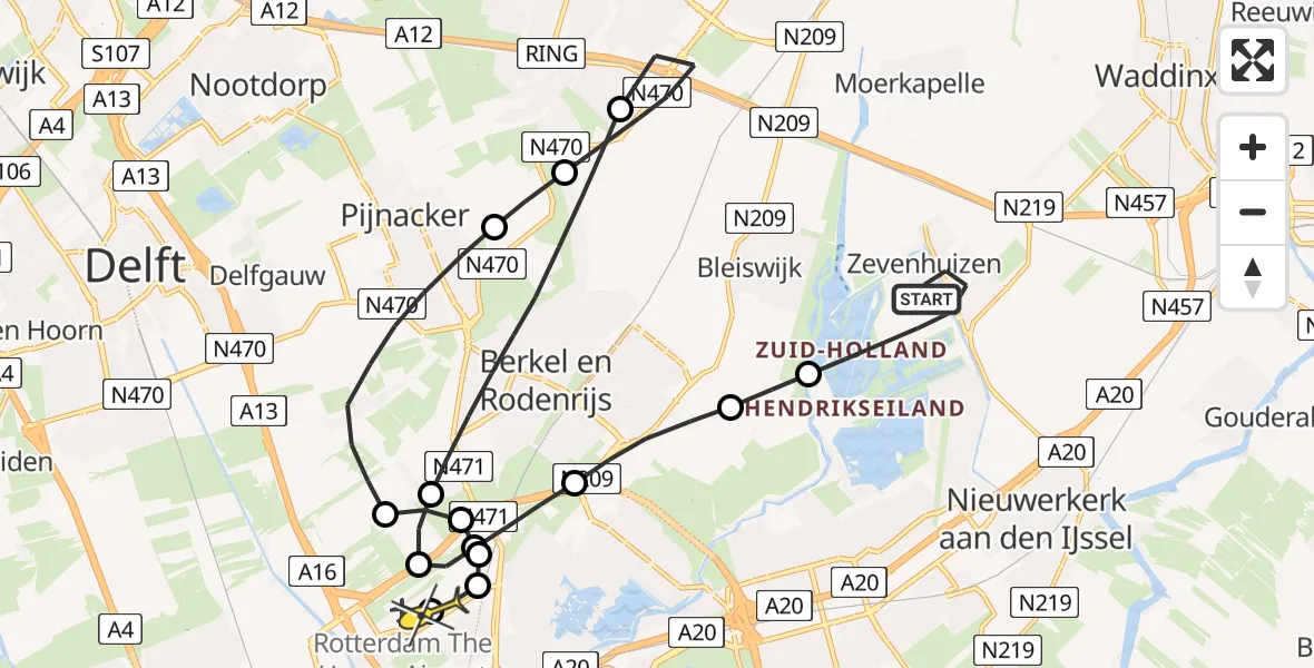Routekaart van de vlucht: Lifeliner 2 naar Rotterdam The Hague Airport, Rotterdam The Hague Airport