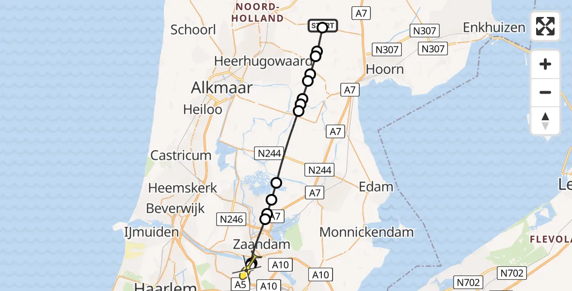 Routekaart van de vlucht: Lifeliner 1 naar Amsterdam Heliport, Amsterdam Heliport