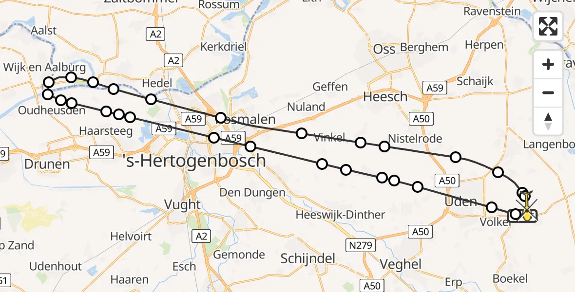Routekaart van de vlucht: Lifeliner 3 naar Vliegbasis Volkel, Vliegbasis Volkel