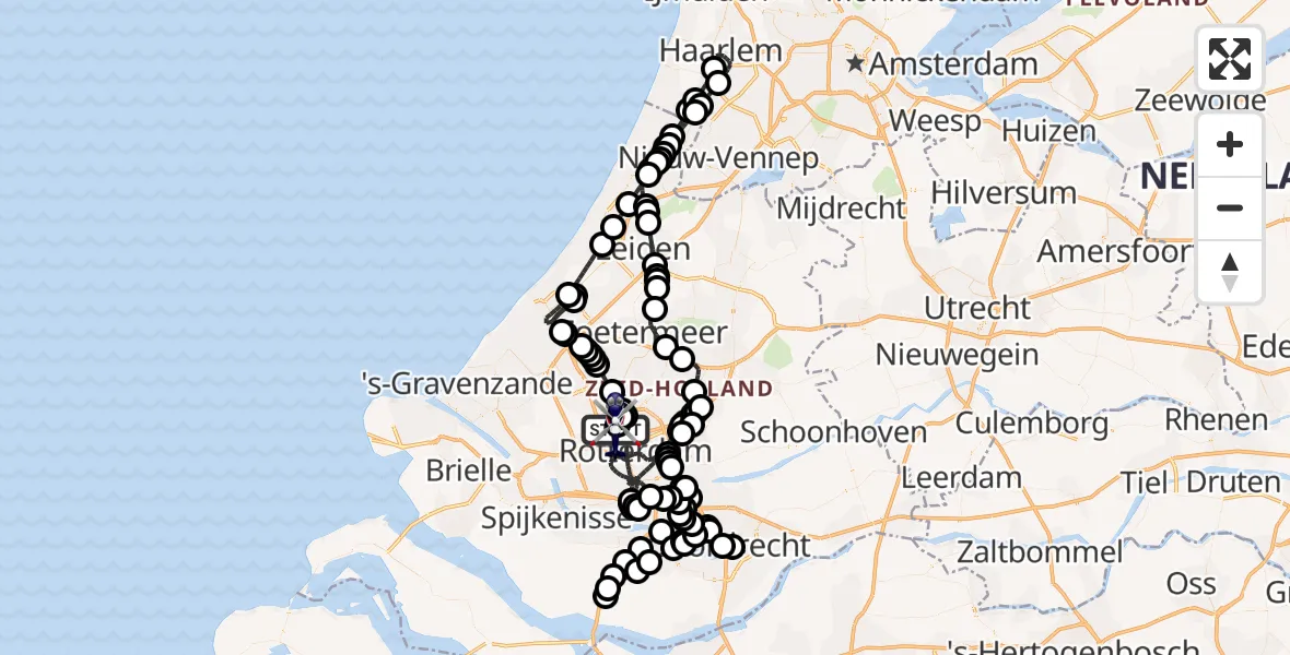 Routekaart van de vlucht: Politiehelikopter naar Rotterdam The Hague Airport, Rotterdam The Hague Airport