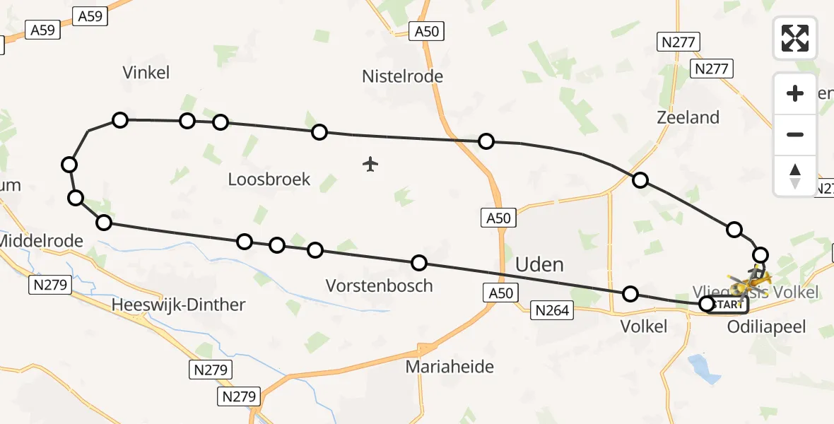 Routekaart van de vlucht: Lifeliner 3 naar Vliegbasis Volkel, Vliegbasis Volkel