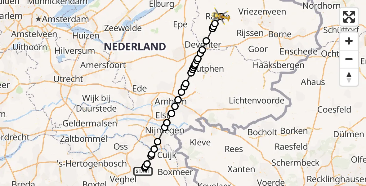 Vluchtroute Traumahelikopter Vliegbasis Volkel - Mariënheem, 16 januari 2026, 20:53