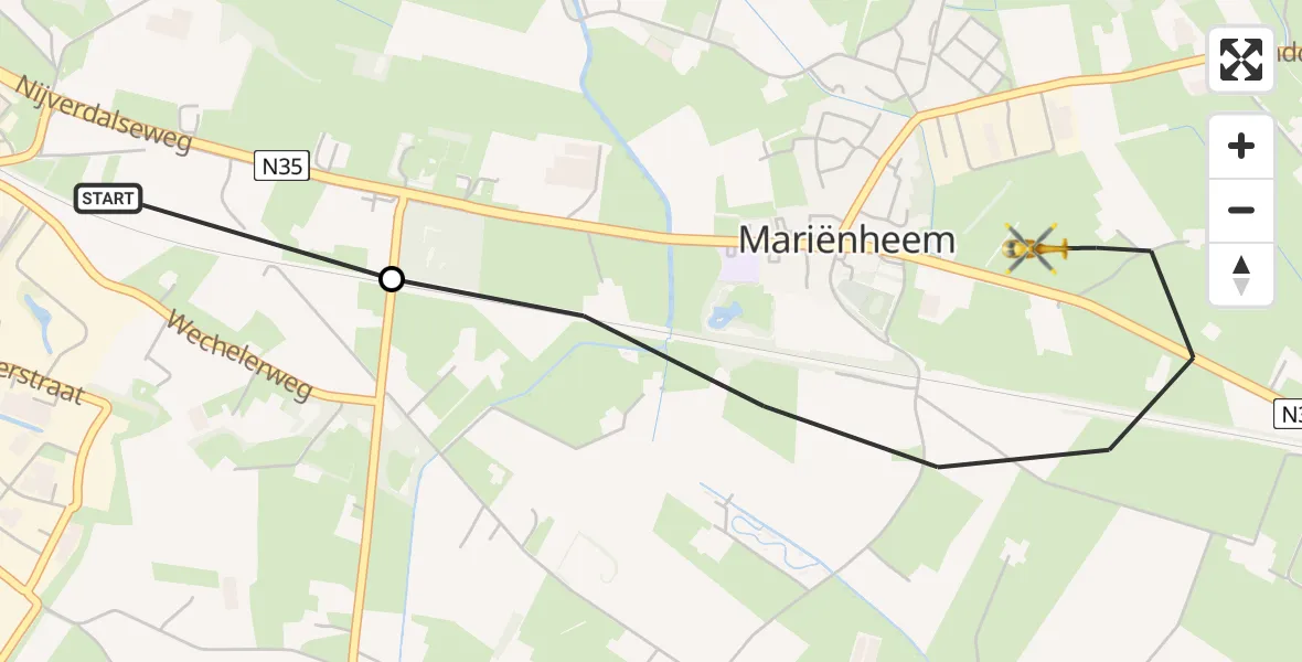 Routekaart van de vlucht: Lifeliner 3 naar Mariënheem, Nijverdalseweg