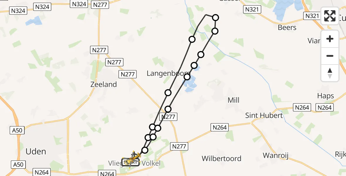 Routekaart van de vlucht: Lifeliner 3 naar Vliegbasis Volkel, Vliegbasis Volkel