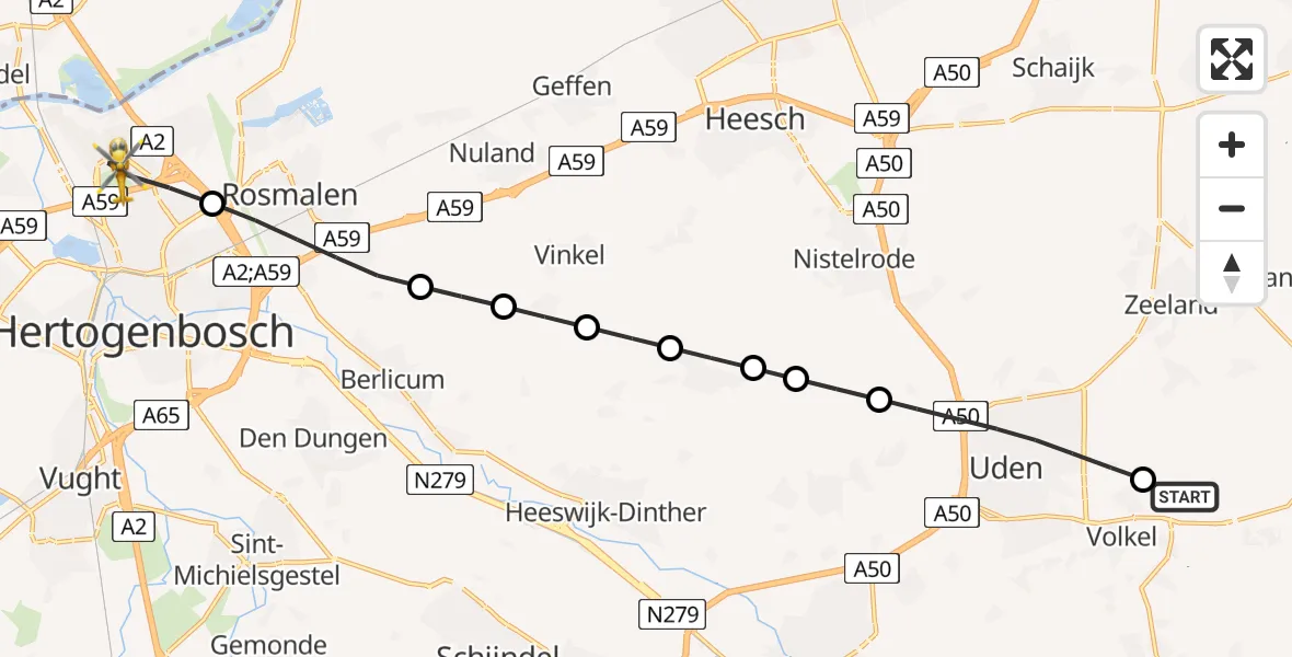 Routekaart van de vlucht: Lifeliner 3 naar 's-Hertogenbosch, Polsbroek
