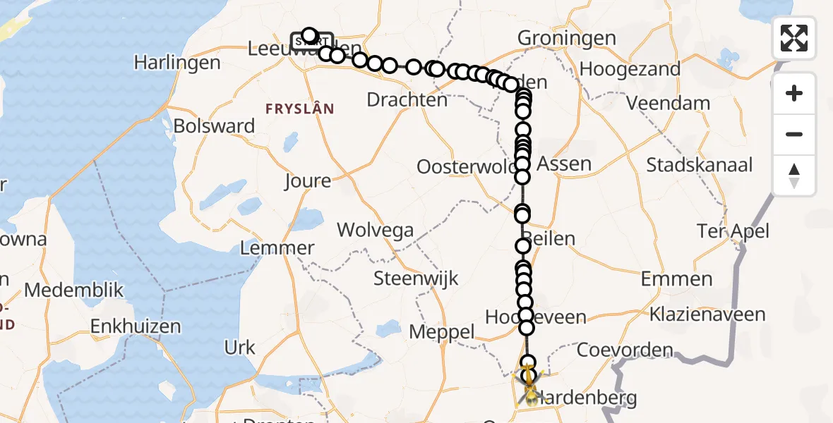 Routekaart van de vlucht: Lifeliner 4 naar Dedemsvaart, Sperwerweg