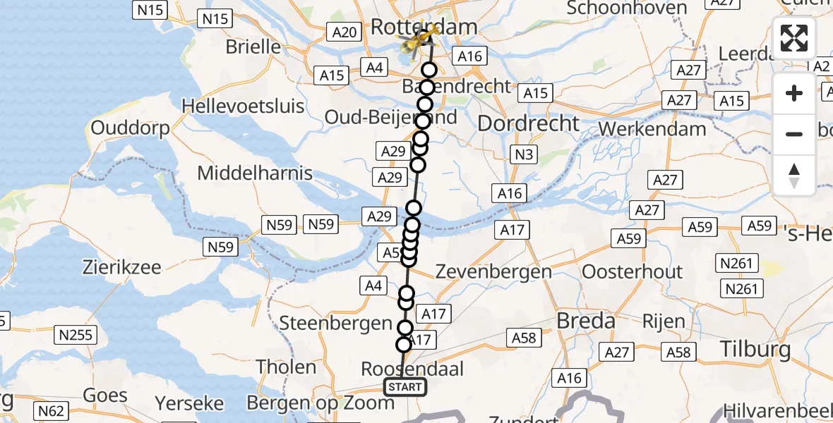 Routekaart van de vlucht: Lifeliner 2 naar Leids Universitair Medisch Centrum (LUMC), Leids Universitair Medisch Centrum (LUMC)