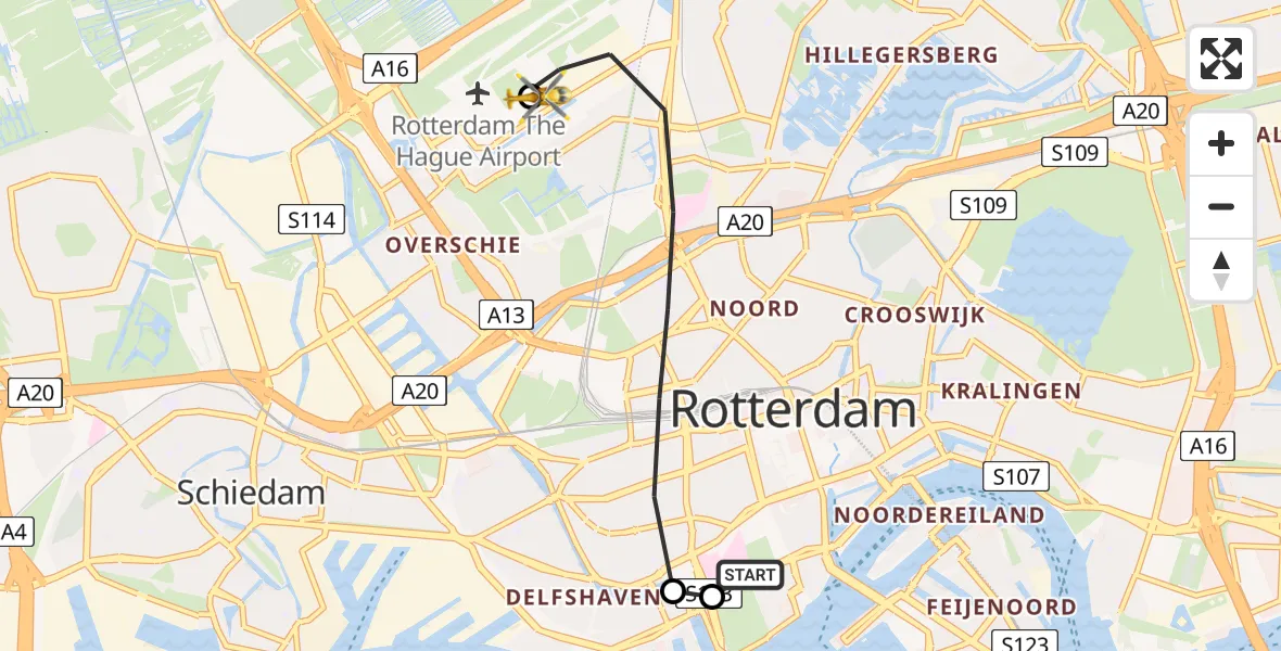 Routekaart van de vlucht: Lifeliner 2 naar Rotterdam The Hague Airport, Rotterdam The Hague Airport