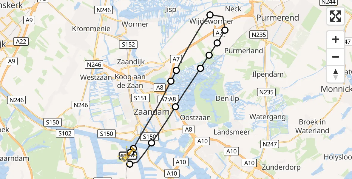 Routekaart van de vlucht: Lifeliner 1 naar Amsterdam Heliport, Amsterdam Heliport