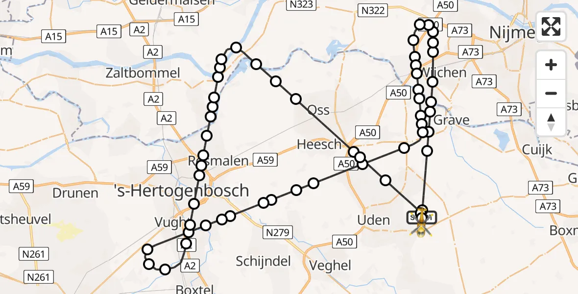 Routekaart van de vlucht: Lifeliner 3 naar Vliegbasis Volkel, Vliegbasis Volkel