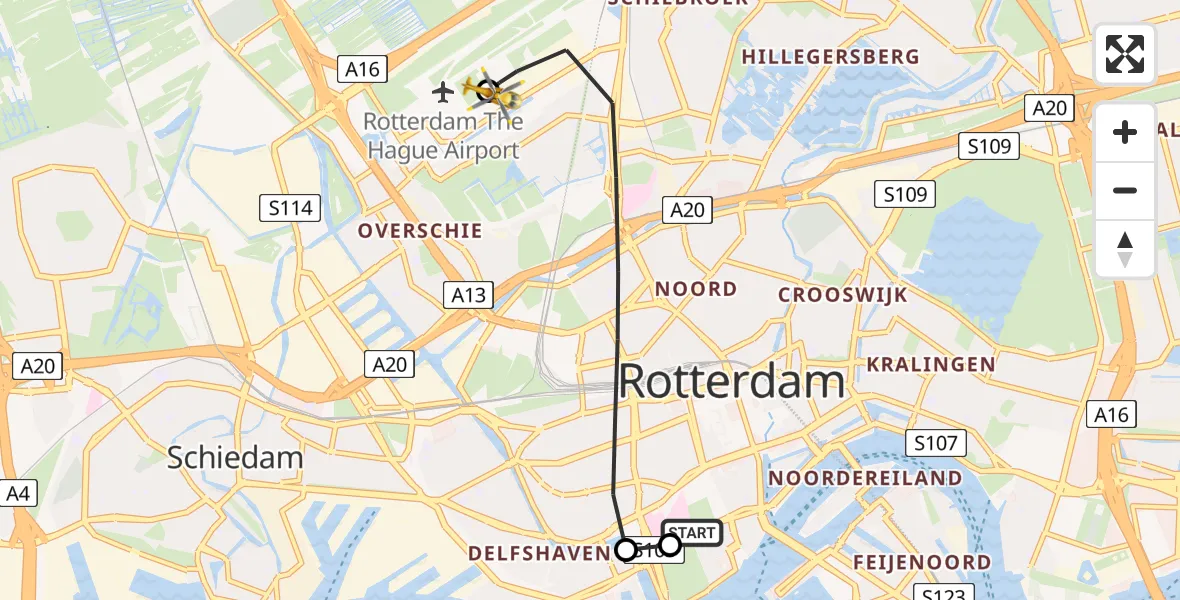 Routekaart van de vlucht: Lifeliner 2 naar Rotterdam The Hague Airport, Rotterdam The Hague Airport