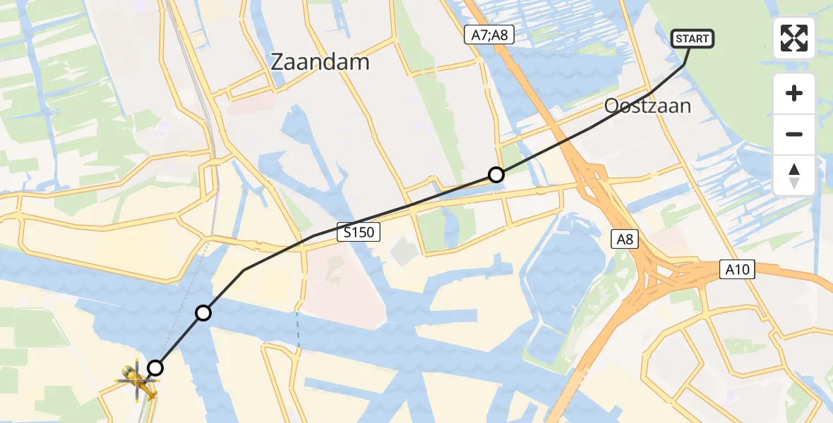 Routekaart van de vlucht: Lifeliner 1 naar Amsterdam Heliport, Amsterdam Heliport