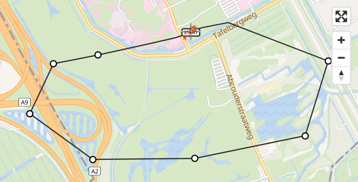 Routekaart van de vlucht: Kustwachthelikopter naar Amsterdam UMC Helipad, Amsterdam UMC Helipad