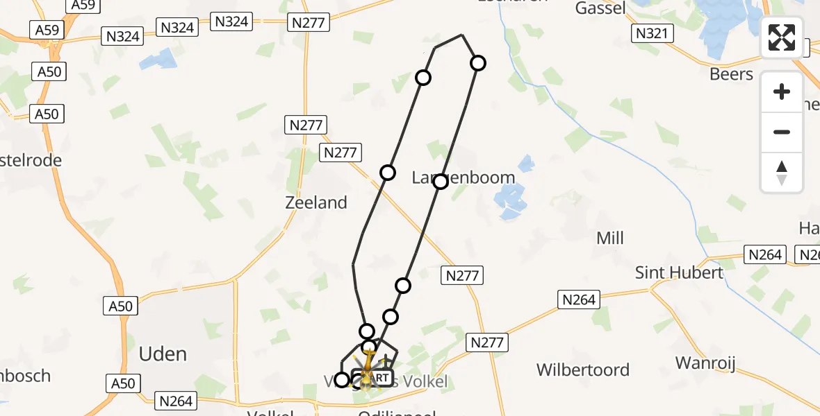 Routekaart van de vlucht: Lifeliner 3 naar Vliegbasis Volkel, Vliegbasis Volkel
