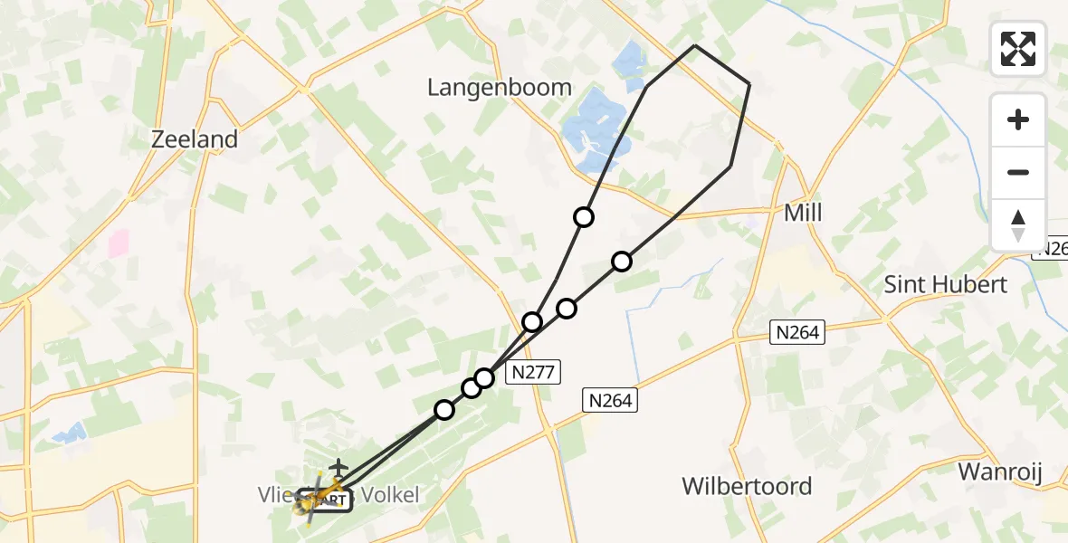 Routekaart van de vlucht: Lifeliner 3 naar Vliegbasis Volkel, Vliegbasis Volkel