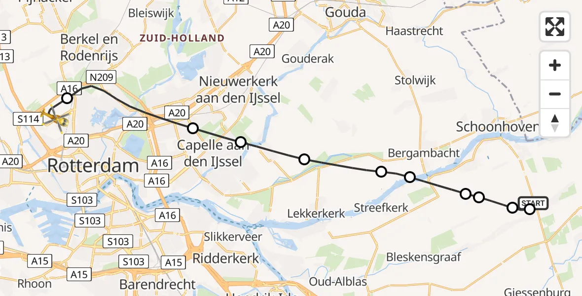 Routekaart van de vlucht: Lifeliner 2 naar Rotterdam The Hague Airport, Rotterdam The Hague Airport
