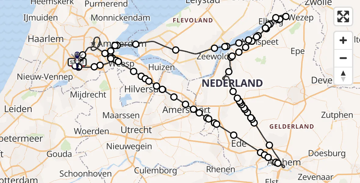 Routekaart van de vlucht: Politiehelikopter naar Amsterdam Vliegveld Schiphol, Amsterdam Vliegveld Schiphol