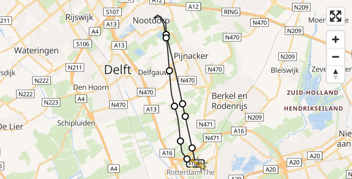 Routekaart van de vlucht: Lifeliner 2 naar Rotterdam The Hague Airport, Rotterdam The Hague Airport