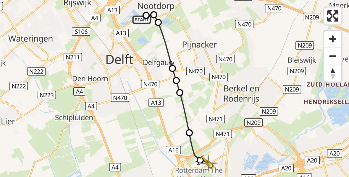 Routekaart van de vlucht: Lifeliner 2 naar Rotterdam The Hague Airport, Rotterdam The Hague Airport