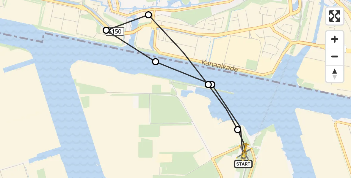 Routekaart van de vlucht: Lifeliner 1 naar Amsterdam Heliport, Amsterdam Heliport