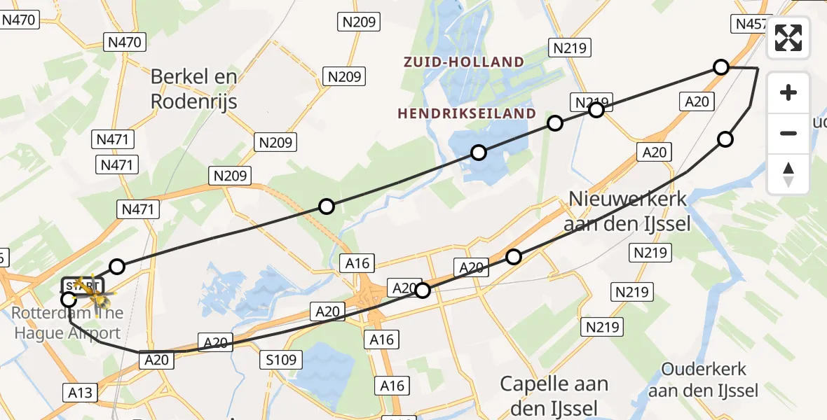 Routekaart van de vlucht: Lifeliner 2 naar Rotterdam The Hague Airport, Rotterdam The Hague Airport