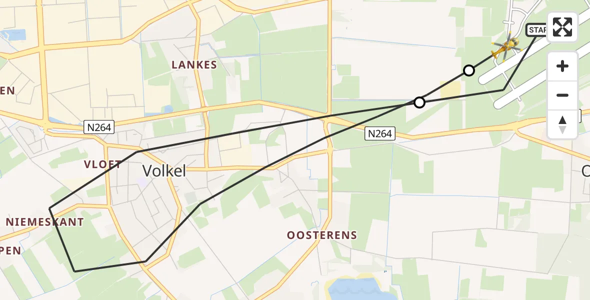Routekaart van de vlucht: Lifeliner 3 naar Vliegbasis Volkel, Vliegbasis Volkel