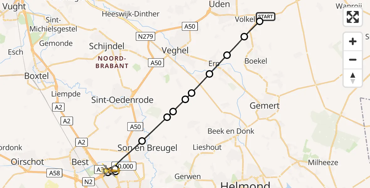 Routekaart van de vlucht: Lifeliner 3 naar Son en Breugel, Ekkersweijer