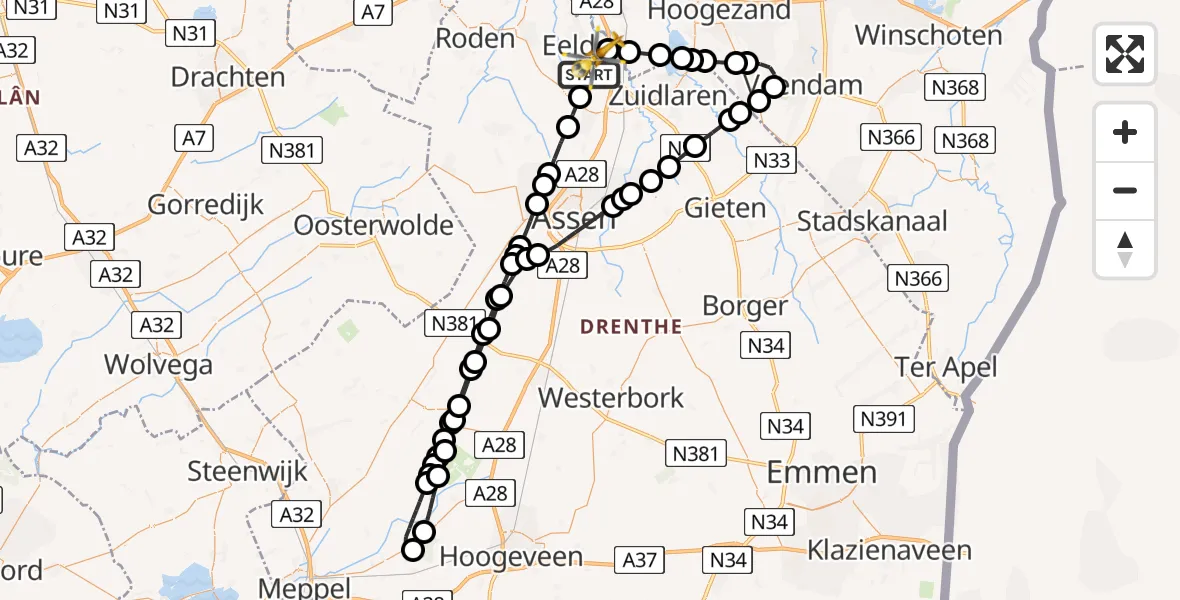 Routekaart van de vlucht: Lifeliner 4 naar Groningen Airport Eelde, Groningen Airport Eelde