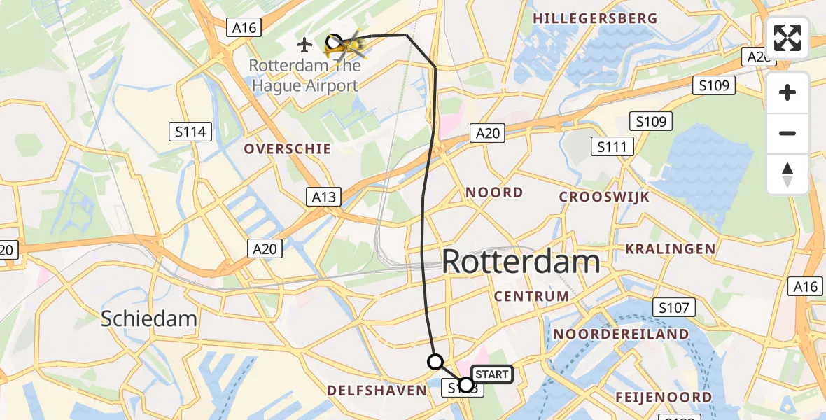 Routekaart van de vlucht: Lifeliner 2 naar Rotterdam The Hague Airport, Rotterdam The Hague Airport