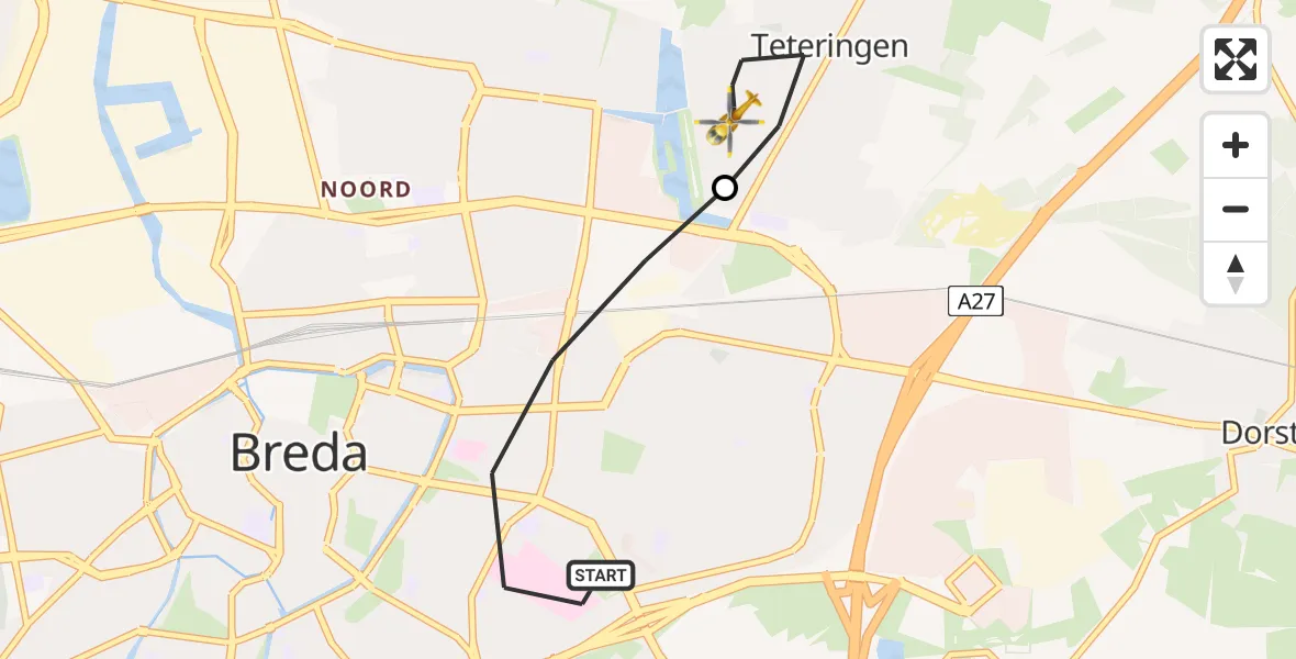 Routekaart van de vlucht: Lifeliner 2 naar Teteringen, Kriekenstraat