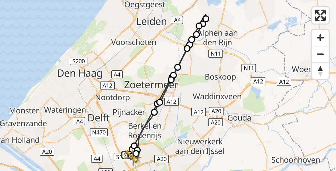Routekaart van de vlucht: Lifeliner 2 naar Rotterdam The Hague Airport, Rotterdam The Hague Airport