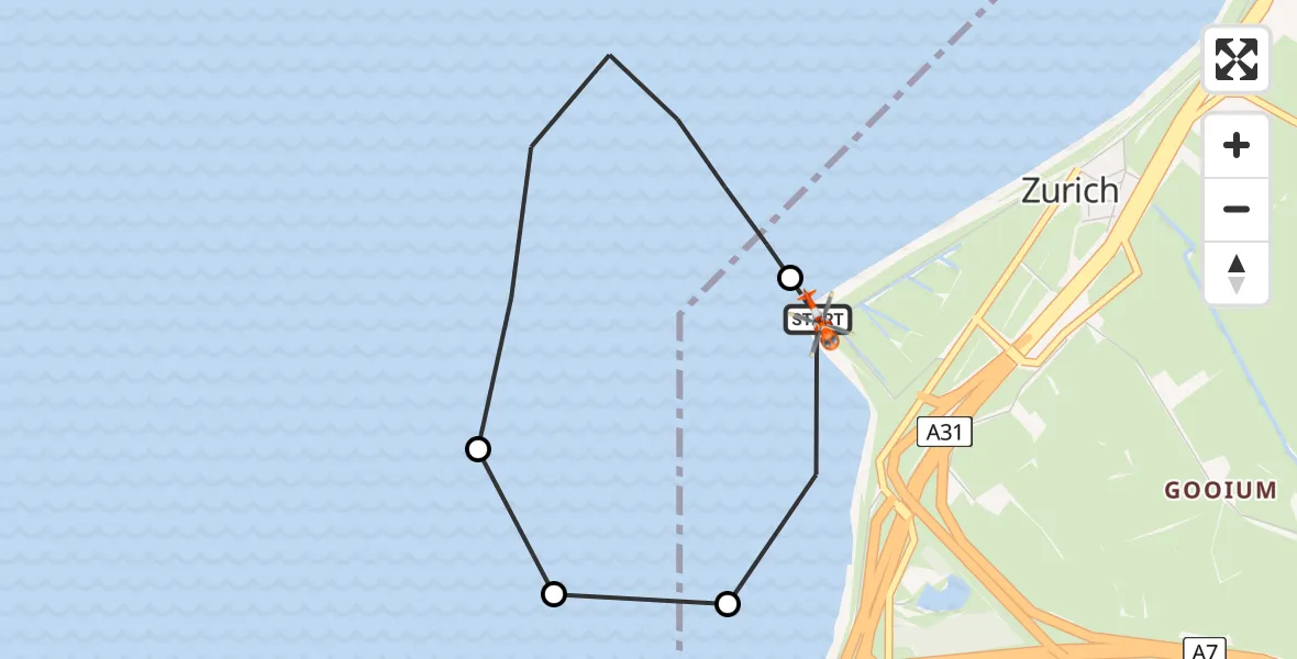 Routekaart van de vlucht: Kustwachthelikopter naar Zurich, Zurich