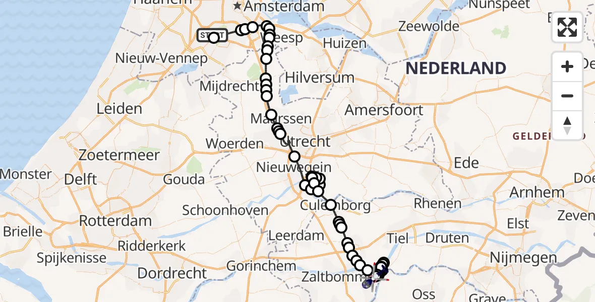 Routekaart van de vlucht: Politiehelikopter naar Heerewaarden, Van Heemstraweg