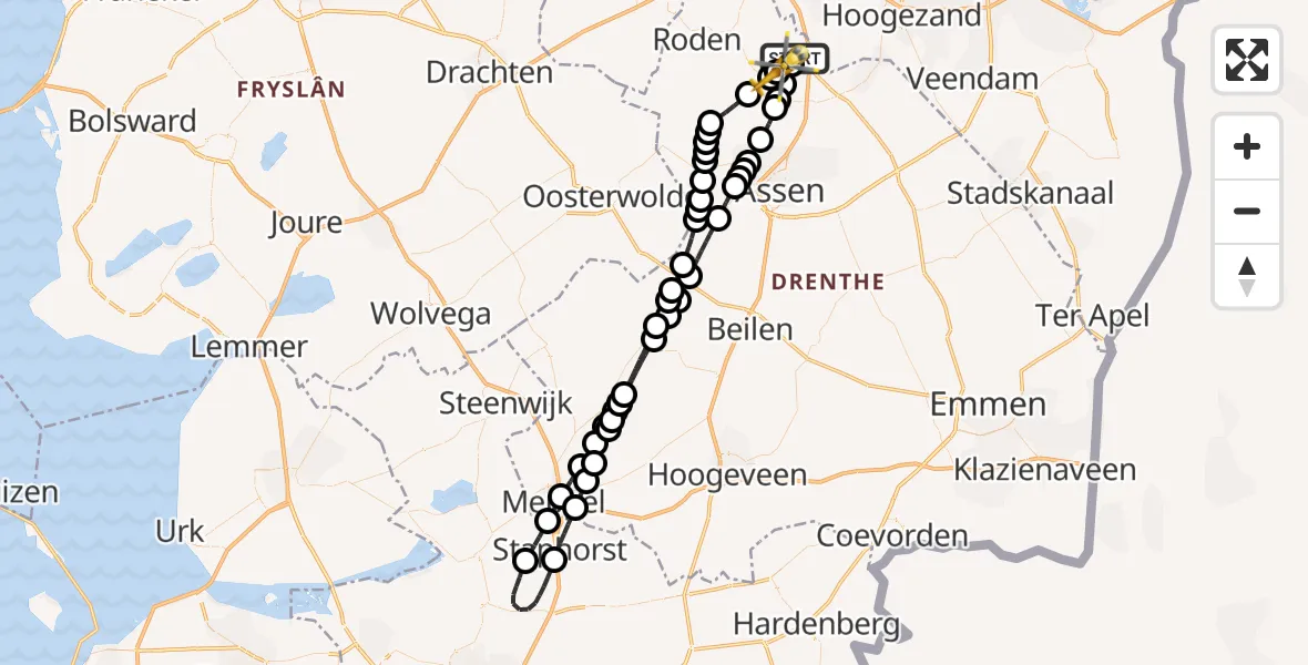 Routekaart van de vlucht: Lifeliner 4 naar Groningen Airport Eelde, Groningen Airport Eelde