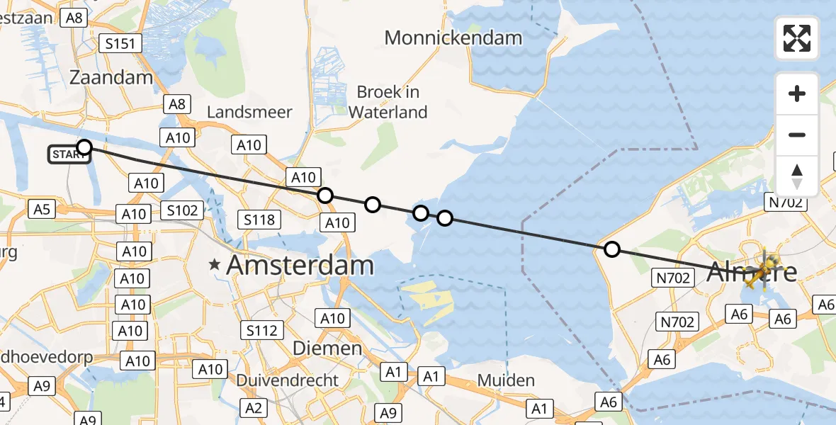 Routekaart van de vlucht: Lifeliner 1 naar Almere, Hospitaaldreef