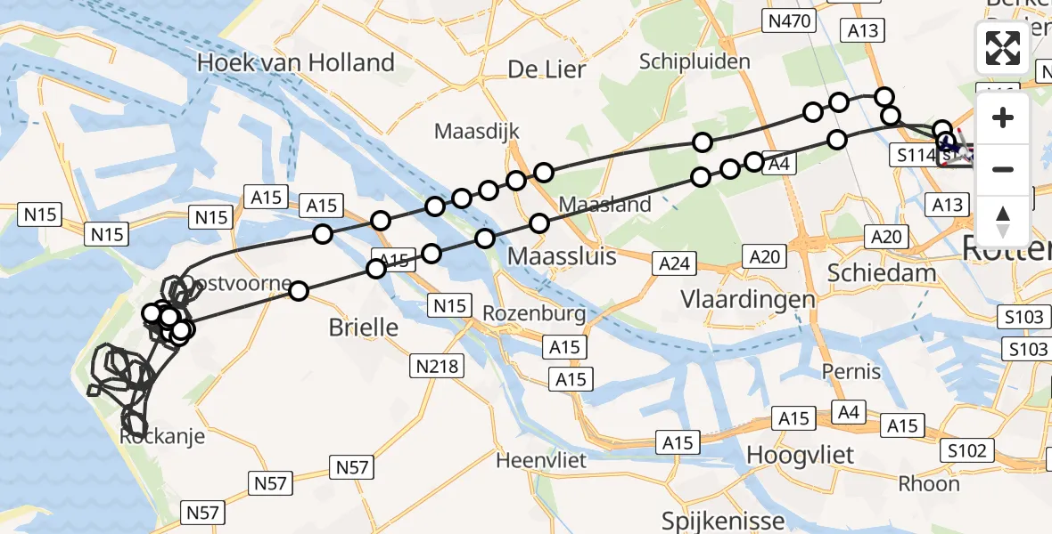 Routekaart van de vlucht: Politiehelikopter naar Rotterdam The Hague Airport, Rotterdam The Hague Airport