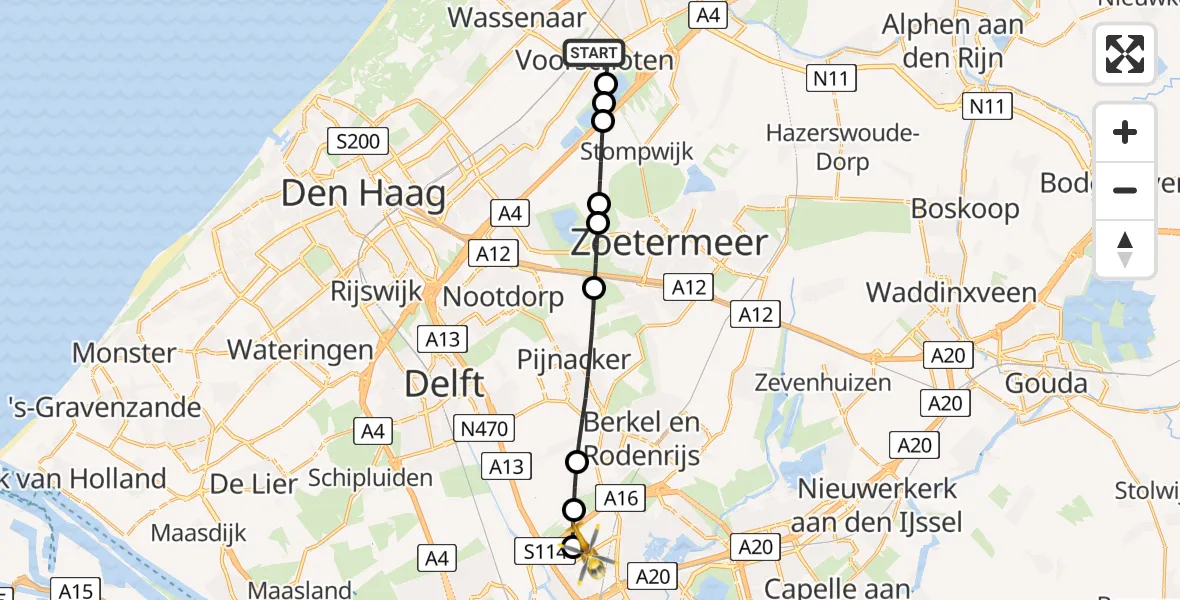 Routekaart van de vlucht: Lifeliner 2 naar Rotterdam The Hague Airport, Rotterdam The Hague Airport