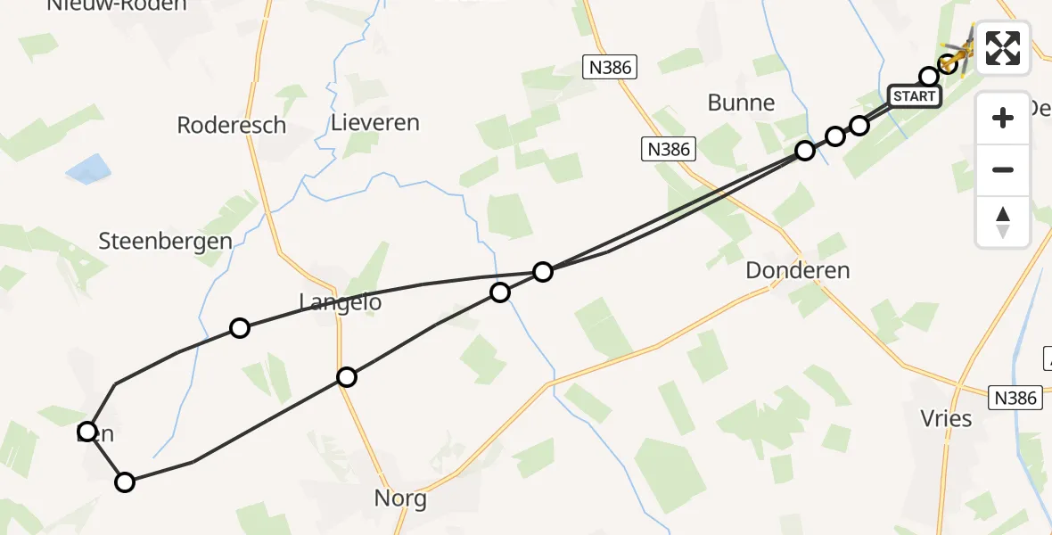Routekaart van de vlucht: Lifeliner 4 naar Groningen Airport Eelde, Groningen Airport Eelde