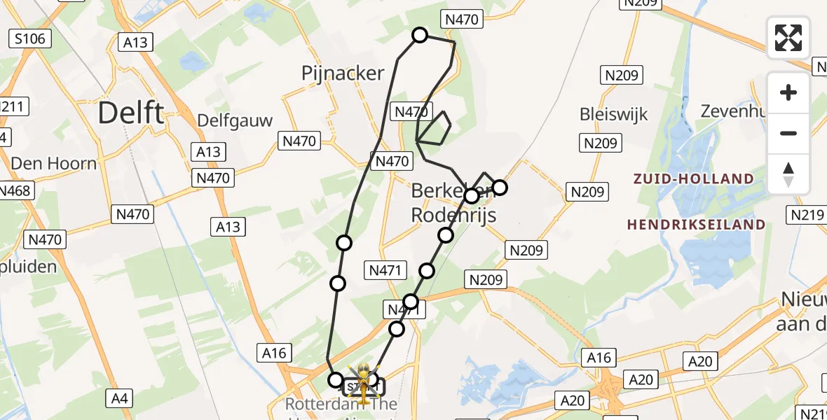 Routekaart van de vlucht: Lifeliner 2 naar Rotterdam The Hague Airport, Rotterdam The Hague Airport